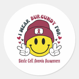 Sickle Cell Anemia Awareness Ribbon Support Gifts Classic Round Sticker