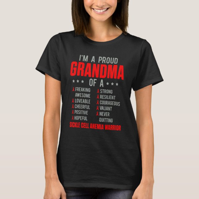 Sickle Cell Anemia Survivor Proud Grandma Anemic W T-Shirt (Front)