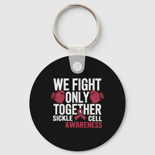 Sickle Cell Awareness Boxing Glove We Fight Only T Key Ring (Front)