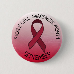 Sickle Cell Awareness Burgundy Ribbon 6 Cm Round Badge