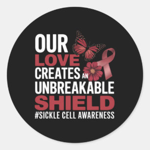 Sickle Cell Awareness Burgundy Ribbon Unbreakable  Classic Round Sticker