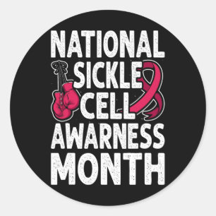 Sickle Cell Awareness Burgundy Ribbon Warrior Supp Classic Round Sticker