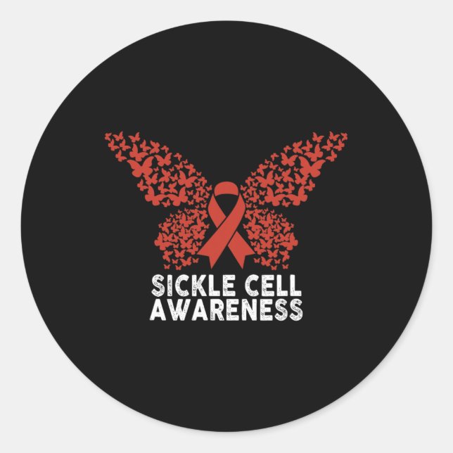 Sickle Cell Awareness Butterfly Sickle Cell Warrio Classic Round Sticker (Front)