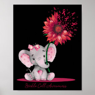 Sickle Cell Awareness Cute Elephant Sunflower Burg Poster