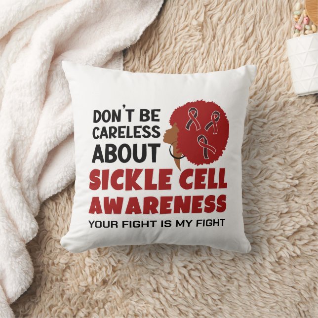 SICKLE CELL AWARENESS Don't Be Careless Support Cushion (Blanket)