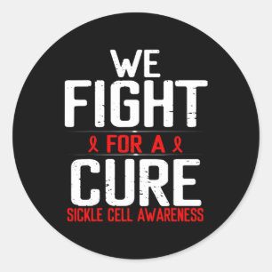 Sickle Cell Awareness Fight For A Cure Burgundy Ri Classic Round Sticker