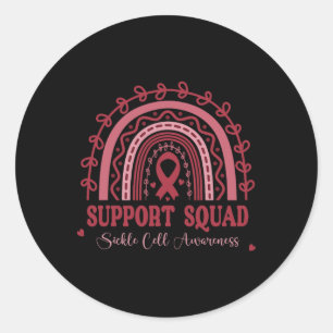 Sickle Cell Awareness Groovy Burgundy Rainbow Supp Classic Round Sticker