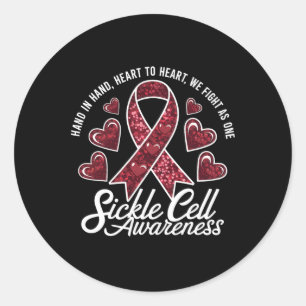 Sickle Cell Awareness Hand In Hand Anaemia Burgund Classic Round Sticker