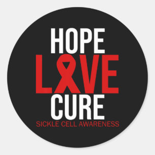 Sickle Cell Awareness Hope Love Cure Burgundy Ribb Classic Round Sticker