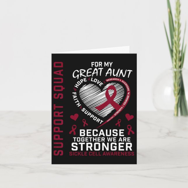 Sickle Cell Awareness Items Great Aunt Support Squ Card (Front)