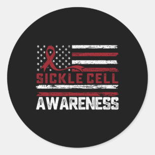 Sickle Cell Awareness Month American Flag Ribbon Classic Round Sticker