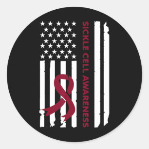 Sickle Cell Awareness Month Burgundy Ribbon Americ Classic Round Sticker