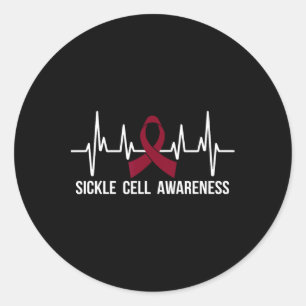 Sickle Cell Awareness Month Indigo Ribbon Heartbea Classic Round Sticker