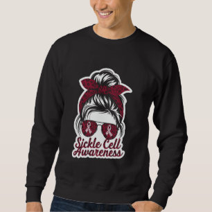 Sickle Cell Awareness Month Messy Hair Burgundy Ri Sweatshirt