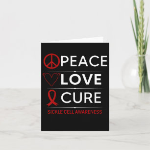 Sickle Cell Awareness Peace Love Cure Burgundy Rib Card