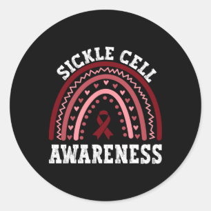 Sickle Cell Awareness Rainbow Ribbon Classic Round Sticker