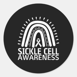 Sickle Cell Awareness Rainbow We Wear Burgundy Rib Classic Round Sticker