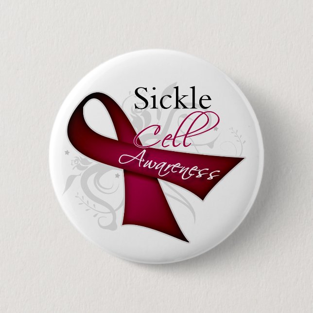 Sickle Cell Awareness Ribbon 6 Cm Round Badge (Front)