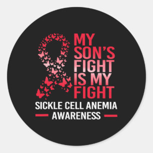 Sickle Cell Awareness Ribbon My Son's Fight Is My Classic Round Sticker