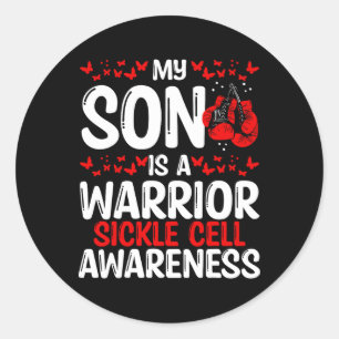 Sickle Cell Awareness Ribbon Survivor My Son Is A  Classic Round Sticker