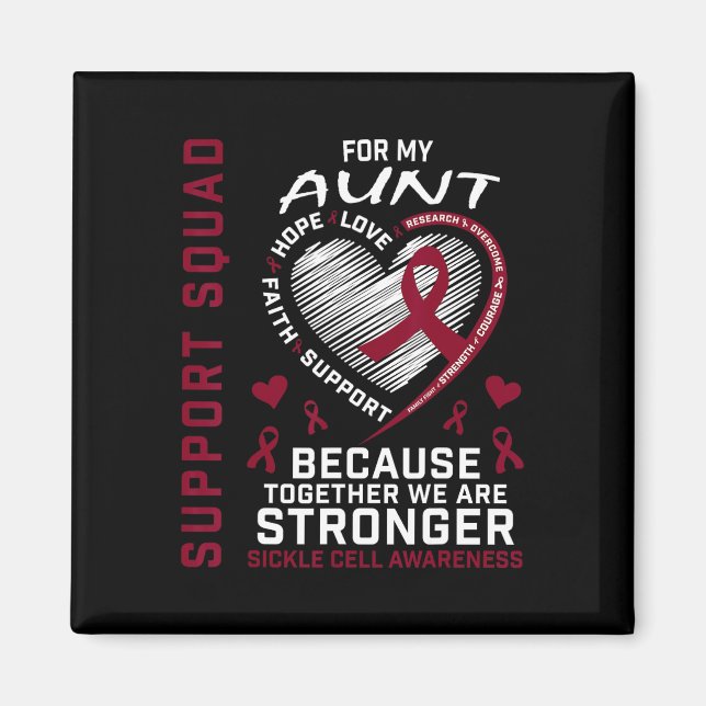 Sickle Cell Awareness Shirt Aunt Support Squad Gro Magnet (Front)