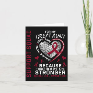 Sickle Cell Awareness Shirt Great Aunt Support Gro Card