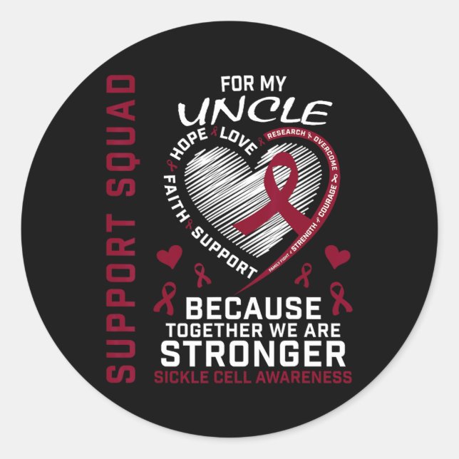Sickle Cell Awareness Shirt Uncle Support Group Te Classic Round Sticker (Front)