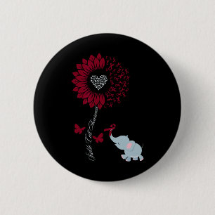 Sickle Cell Awareness Sunflower Elephant Butterfly 6 Cm Round Badge