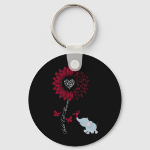 Sickle Cell Awareness Sunflower Elephant Butterfly Key Ring