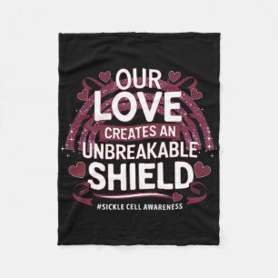 Sickle Cell Awareness Unbreakable Shield Burgundy  Fleece Blanket