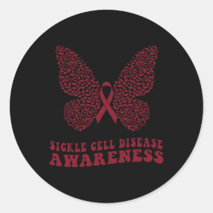 Sickle Cell Disease Awareness Burgundy Ribbon Classic Round Sticker