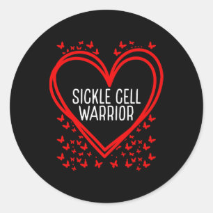 Sickle Cell Disease Awareness Ribbon Fighter Heart Classic Round Sticker