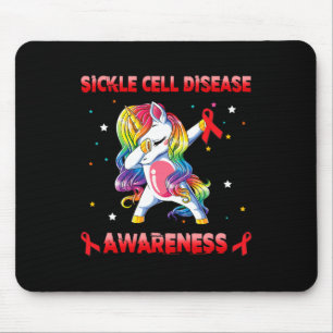 Sickle Cell Disease Awareness Unicorn Dabbing Red Mouse Pad