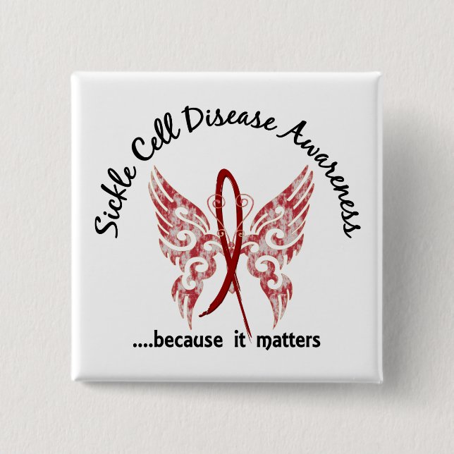 Sickle Cell Disease Butterfly 6.1 15 Cm Square Badge (Front)