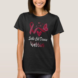 Sickle Cell Disease Warrior Butterfly Burgundy Rib T-Shirt