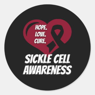 Sickle Cell Hope Love Cure Awareness Classic Round Sticker