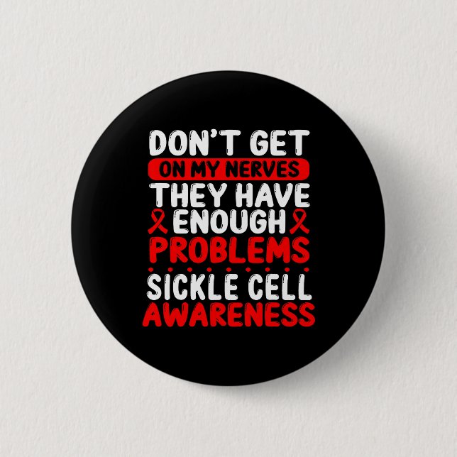 Sickle Cell Ribbon Warrior Burgundy Sickle Cell Aw 6 Cm Round Badge (Front)