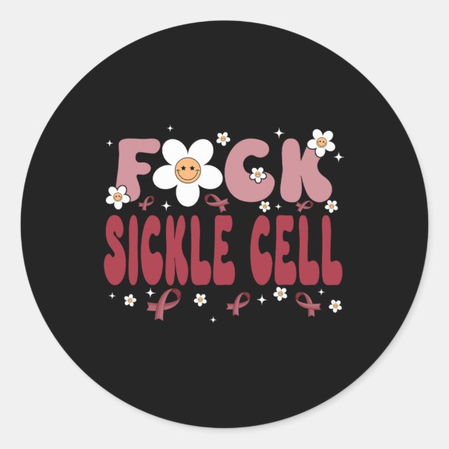 Sickle Cell Sickle Cell Awareness Groovy Funny  Classic Round Sticker (Front)