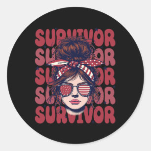 Sickle Cell Survivor Woman With Burgundy Bandanna Classic Round Sticker