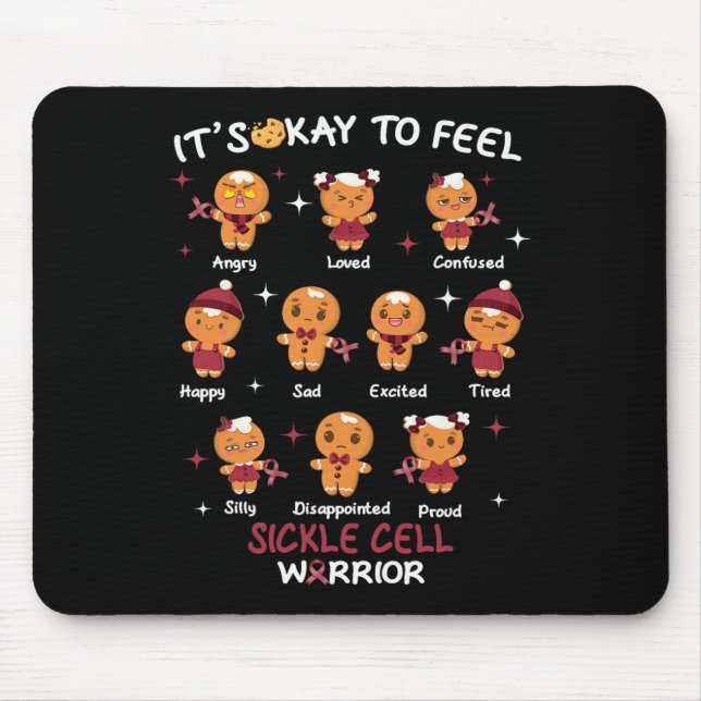 Sickle Cell Warrior Christmas Gingerbread Feelings Mouse Pad (Front)