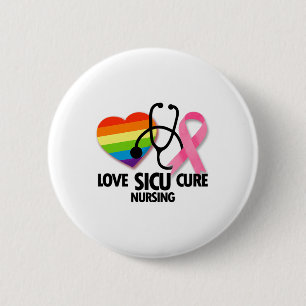 Sicu Icu Nurse Rn Breast Cancer Awareness 6 Cm Round Badge