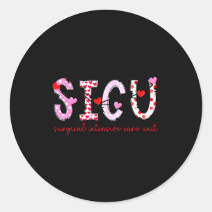 Sicu nurse heart valentines day surgical intensive classic round sticker