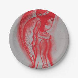 Side Angel in Red Paper Plate