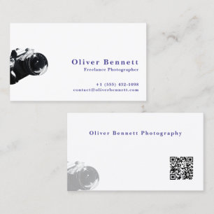 Side-cut Design Camera Photographer QR Code  Business Card