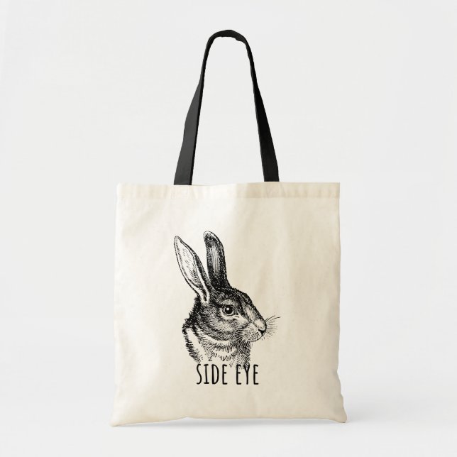 Side Eye Funny Bunny Tote Bag (Front)