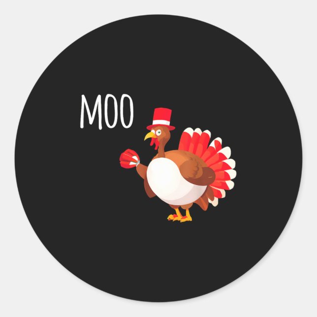 Side Eye Moo Turkey Funny Thanksgiving Autumn Fall Classic Round Sticker (Front)