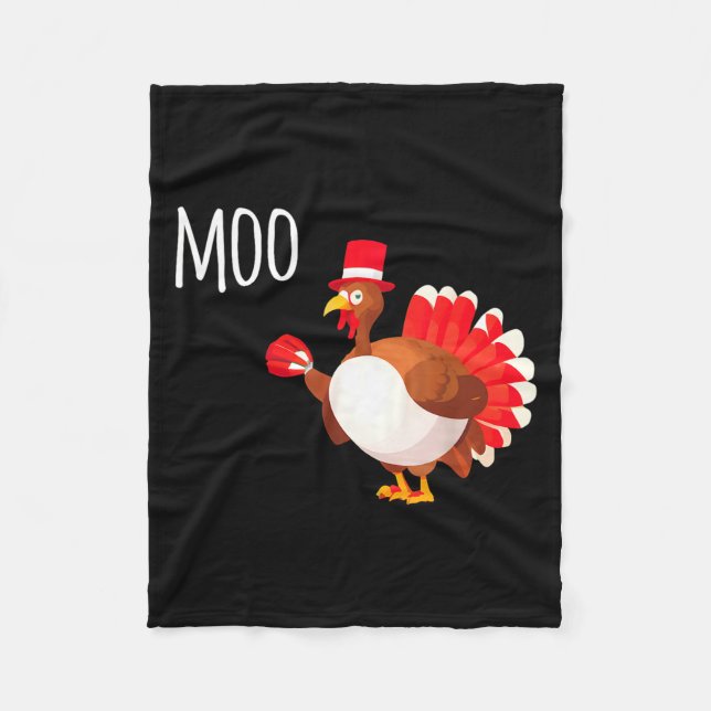 Side Eye Moo Turkey Funny Thanksgiving Autumn Fall Fleece Blanket (Front)
