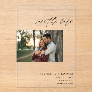 Side H Photo Modern Save the Date  Acrylic Invitations