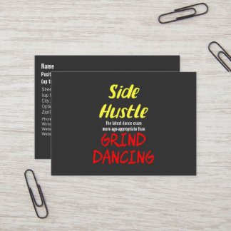 Side Hustle vs. Grind Dancing Neon Yellow Text Business Card