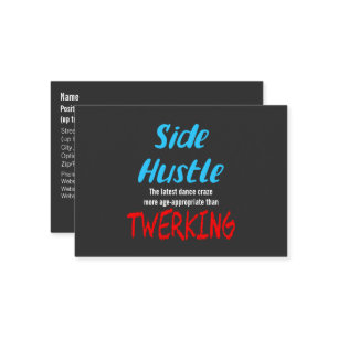 Side Hustle vs. Twerking Neon Blue Text Business Card